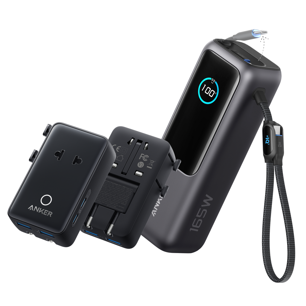 Laptop Power Bank (25K, 165W, Built-In and Retractable Cables)